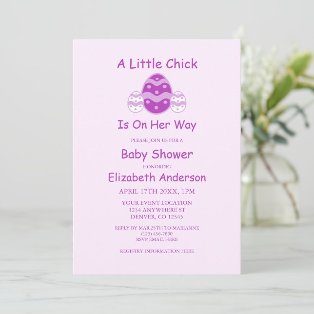 Invitation Petit Baby shower de Pâques (Debout devant)