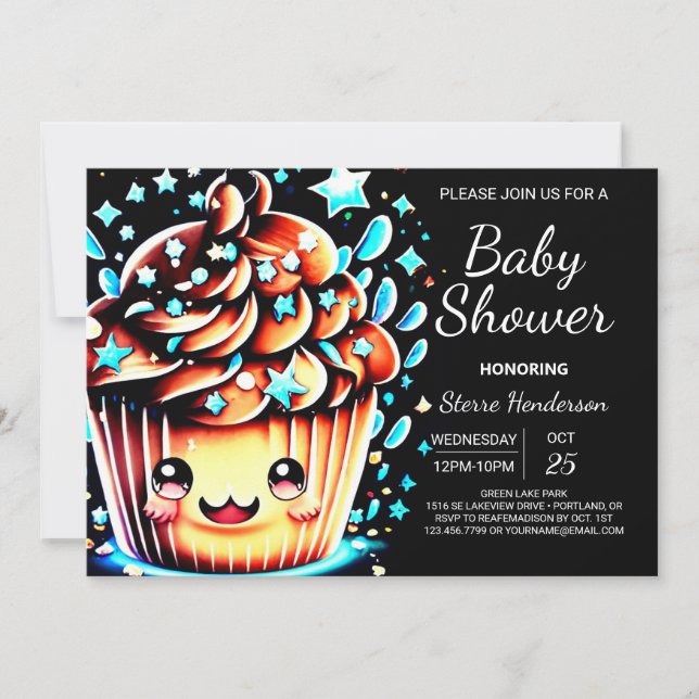 Invitation Petit Baby shower de petit Muffin numérique (Devant)
