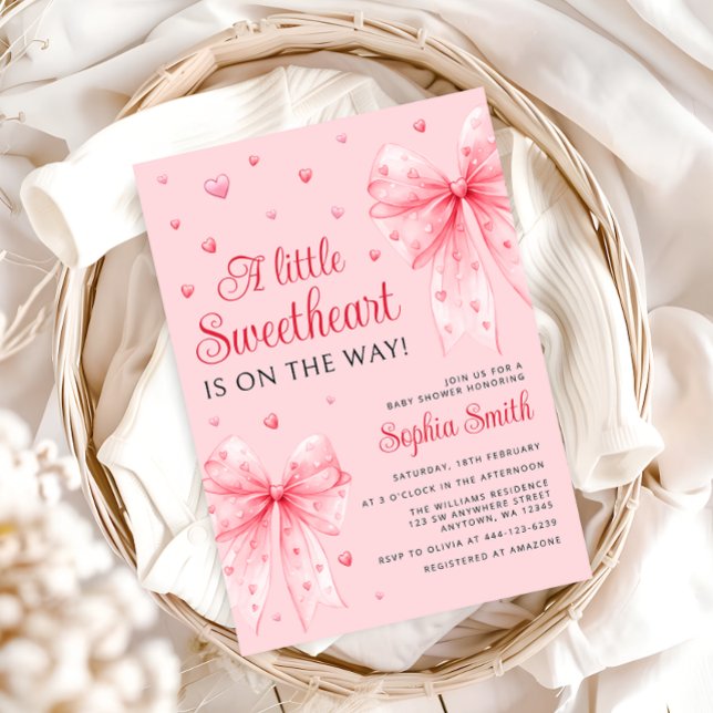 Invitation Petit Baby shower de Saint-Valentin petit coeur ro (Créateur téléchargé)