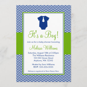 Invitation Petit baby shower de vert bleu de Chevron d'homme