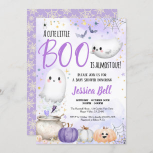 Invitation Petit Baby shower d'Halloween Boo violet