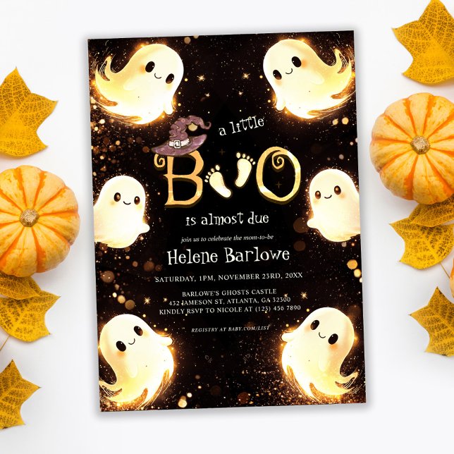 Invitation Petit Baby shower d'Halloween de fantôme de Boo (Little Boo Ghost Halloween Baby Shower Invitation)