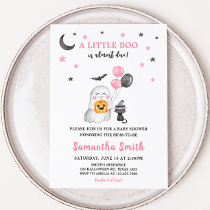 Invitation Petit Baby shower d'Halloween rose Boo