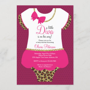 Invitation Petit Baby shower Diva Invitation, Cheetah, Faux G