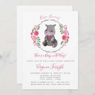 Invitation Petit baby shower doux d'hippopotame