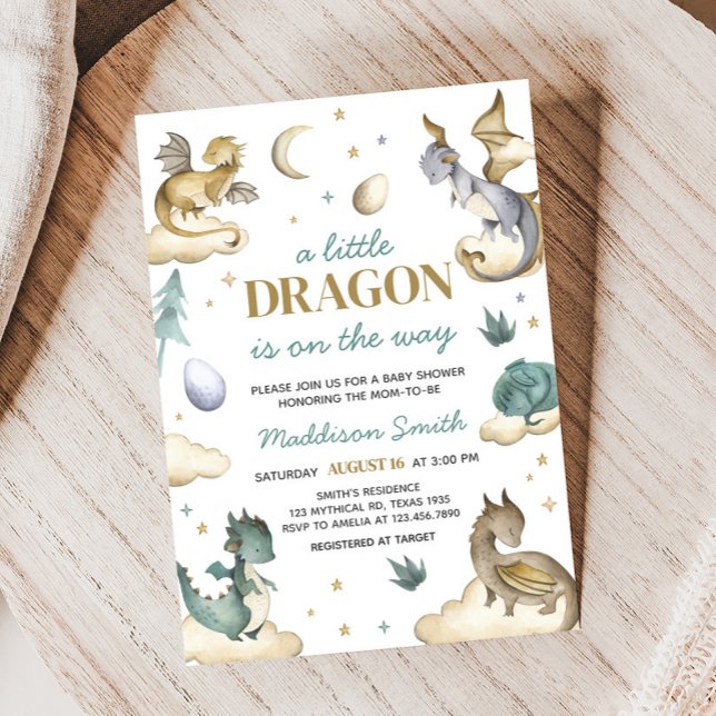 Invitation Petit Baby shower Dragon (A Little Dragon Baby Shower Invitation)