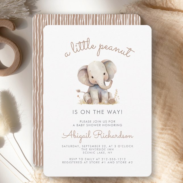 Invitation Petit Baby shower Eléphant d'arachide mignon (Créateur téléchargé)