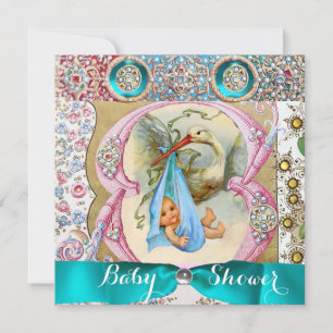 INVITATION PETIT BABY SHOWER EN STORK PRINCE, PIERRES FLORALE