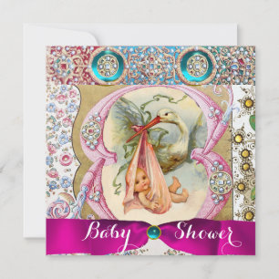 INVITATION PETIT BABY SHOWER EN STORK PRINCESS, PIERRES FLORA