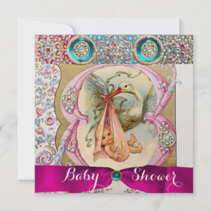 INVITATION PETIT BABY SHOWER EN STORK PRINCESS, PIERRES FLORA