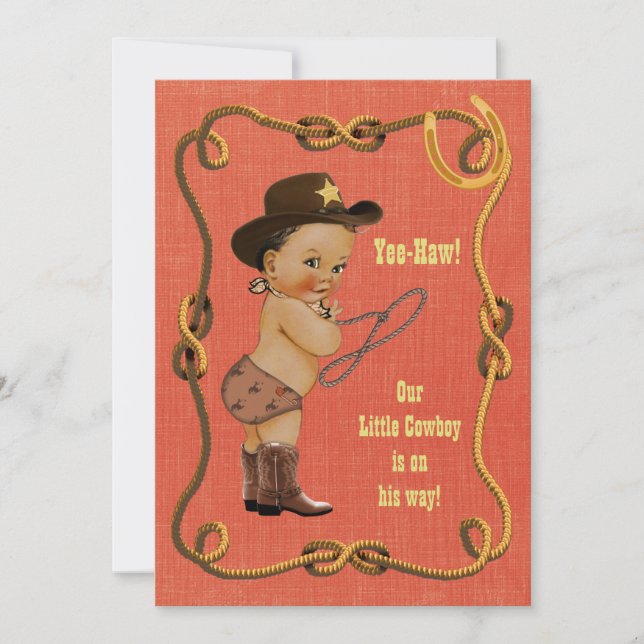 Invitation Petit baby shower ethnique mignon de cowboy (Devant)
