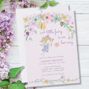 Invitation Petit Baby shower Fairy Whimsal Flower Garden