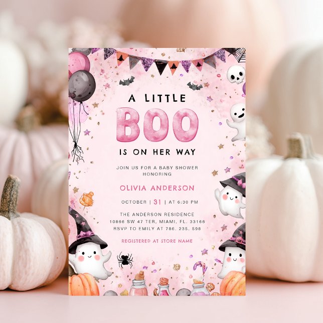 Invitation Petit Baby shower fantôme d'Halloween Boo (Créateur téléchargé)