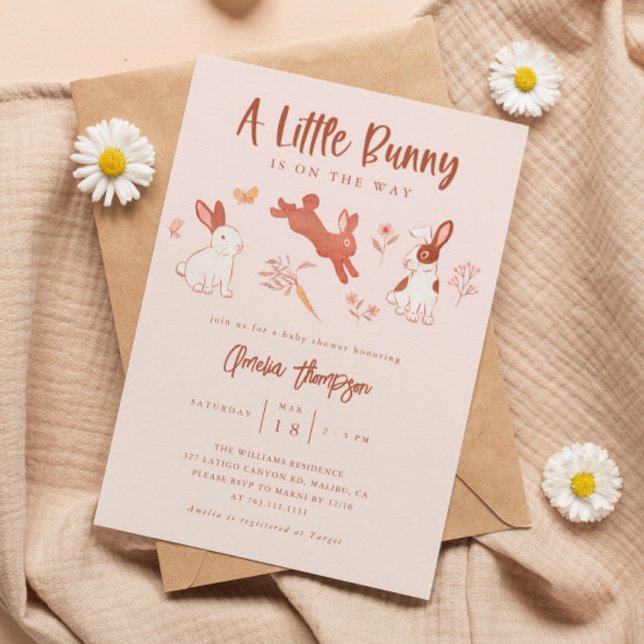 Invitation Petit Baby shower fille lapin (Créateur téléchargé)