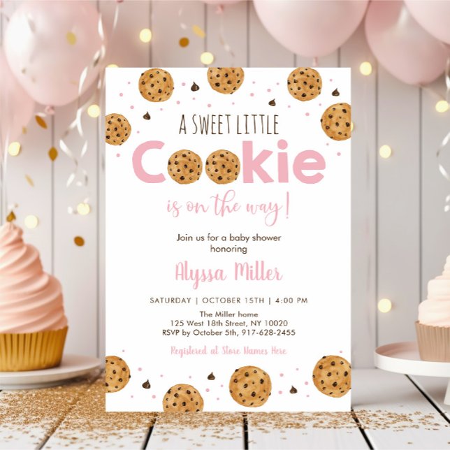Invitation Petit Baby shower fille rose biscuit (Créateur téléchargé)
