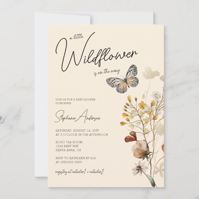Invitation Petit Baby shower Fleur sauvage (Devant)