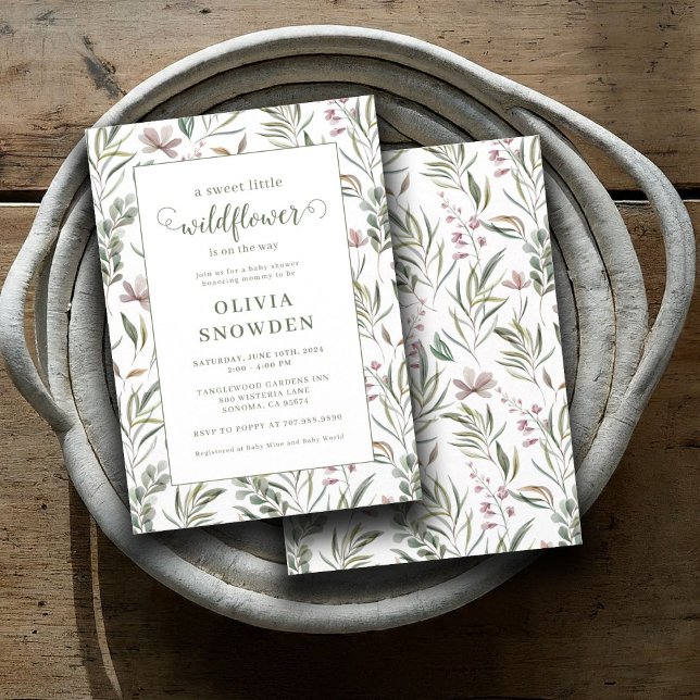 Invitation Petit Baby shower Fleur sauvage (Créateur téléchargé)