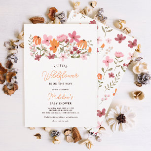 Invitation Petit baby shower fleur sauvage de la prairie boho