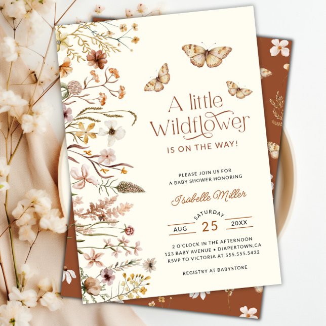 Invitation Petit Baby shower Floral Fleur sauvage (Little Wildflower Floral Baby Shower Invitation)