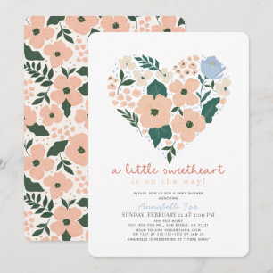 Invitation Petit Baby shower floral rose doux