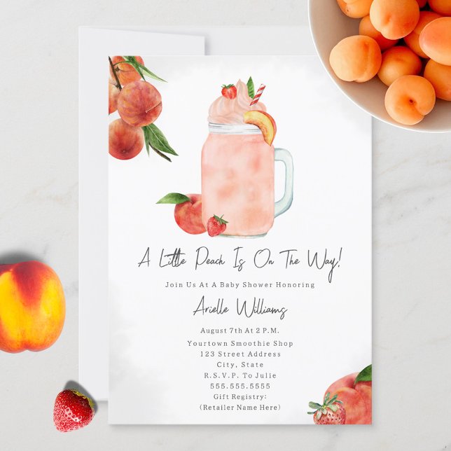 Invitation Petit Baby shower Fruit Smoothie Fille Peach (Créateur téléchargé)