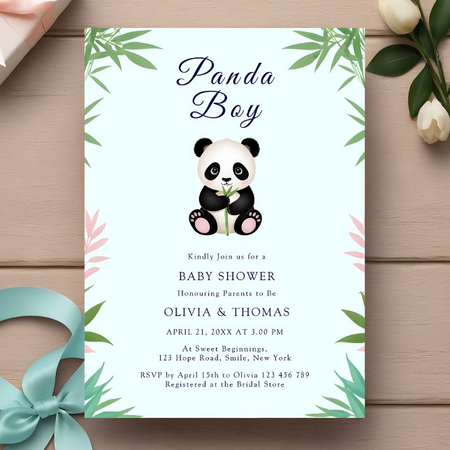 Invitation Petit Baby shower garçon Panda (Créateur téléchargé)