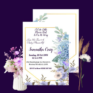 Invitation Petit Baby shower Hydrangea bleu doux