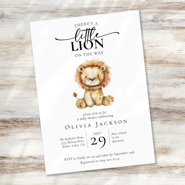 Invitation Petit Baby shower Lion mignon (Créateur téléchargé)