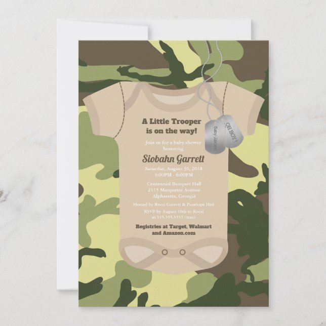 Invitation Petit Baby shower militaire ou de camo militaire (Devant)