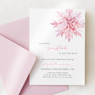 Invitation Petit Baby shower minimal Fille de Feu de Neige
