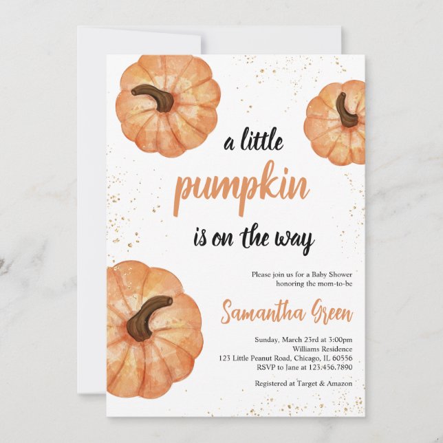 Invitation Petit Baby shower minimaliste Citrouille (Devant)