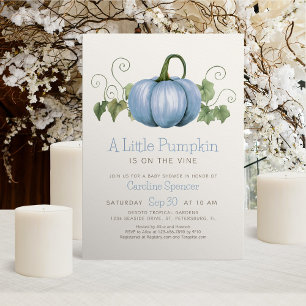 Invitation Petit Baby shower minimaliste Citrouille pour garç