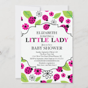 Invitation Petit baby shower moderne de Madame Pink Ladybug