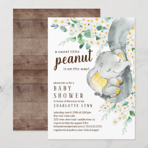 Invitation Petit Baby shower neutre d'éléphant d'arachide