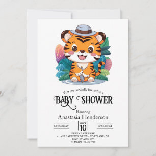 Invitation Petit Baby shower numérique de charme de tigre