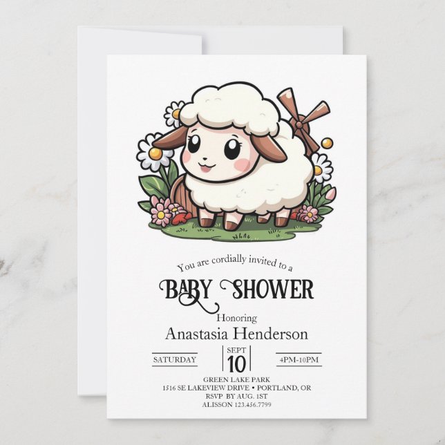 Invitation Petit Baby shower ovin enchanté (Devant)