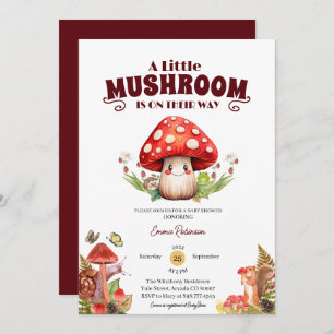 Invitation petit baby shower papillon de champignons