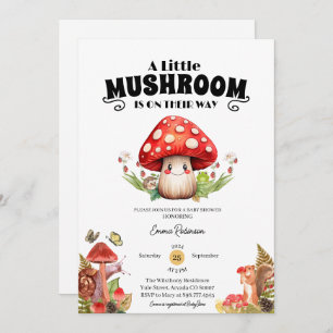 Invitation petit baby shower papillon de champignons