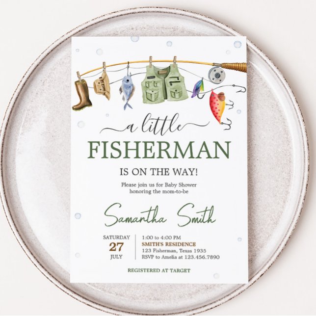 Invitation Petit Baby shower pêcheur (Boho Fisherman Baby Shower Invitation)