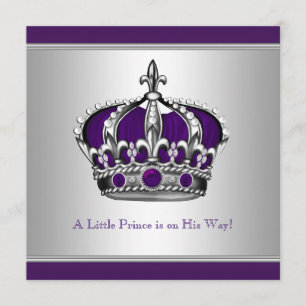 Invitation Petit Baby shower Prince de la Couronne d'argent e