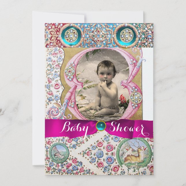 INVITATION PETIT BABY SHOWER PRINCESS JEUX FLORAUX (Devant)