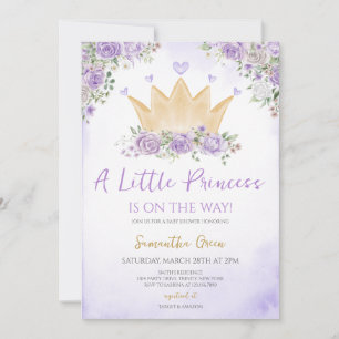 Invitation Petit Baby shower princier pourpre