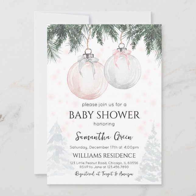 Invitation Petit Baby shower rose (Devant)