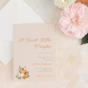 Invitation Petit Baby shower rose et orange doux Citrouille