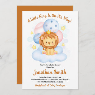 Invitation petit Baby shower Safari Lion Watercolor Invitati
