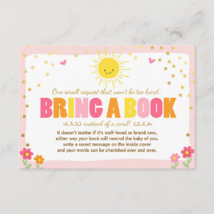 Invitation Petit Baby shower Sunshine Apportez un livre Rose 