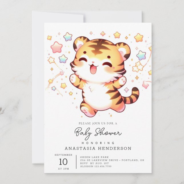 Invitation Petit Baby shower tigre (Devant)