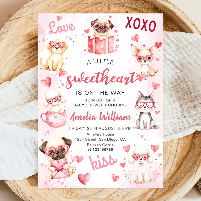 Invitation Petit Baby shower Valentine Puppy (Créateur téléchargé)