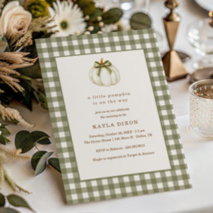 Invitation Petit Baby shower vert Citrouille neutre pour les 