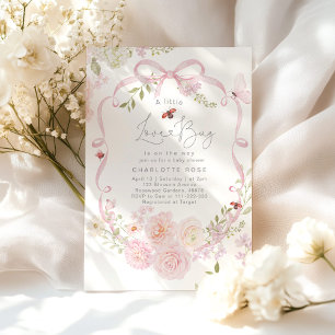 Invitation Petit Bébé à l'Arc Rose Little Love Bug Baby Showe